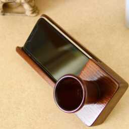 Wooden Phone Holder & Amplifier in One Personalized Laser Engraved Gift - thumbnail 2