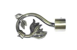 16/19mm Antique Brass Swirl Leaf Curtain Pole Finial X 1 Only