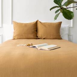 Dusty Mustard Linen Pillow Case -Dusty Camel Brown Pillow - Cinnamon Envelope Standard, Queen, King Sizes-Linen - thumbnail 4