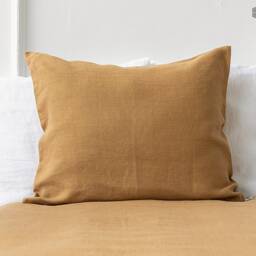 Dusty Mustard Linen Pillow Case -Dusty Camel Brown Pillow - Cinnamon Envelope Standard, Queen, King Sizes-Linen - thumbnail 2
