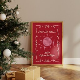 Deck The Halls With Disco Balls Christmas Art Print - thumbnail 2