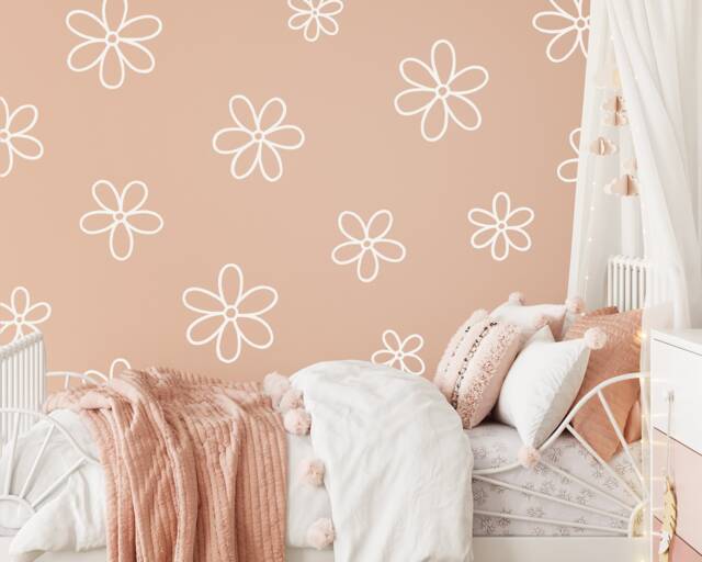 Daisy Wall Decals - Floral Nursery Decor, Kids Room Art, Removable Flower Stickers - image 1