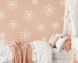Daisy Wall Decals - Floral Nursery Decor, Kids Room Art, Removable Flower Stickers - thumbnail 1