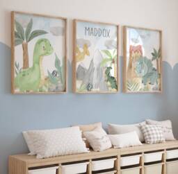 Dinosaur Prints, Dinosaur Nursery Prints, Nursery Decor, Boys Bedroom Decor, Dinosaur Wall Art, Boys Prints, Blue, Boys Nursery - thumbnail 1