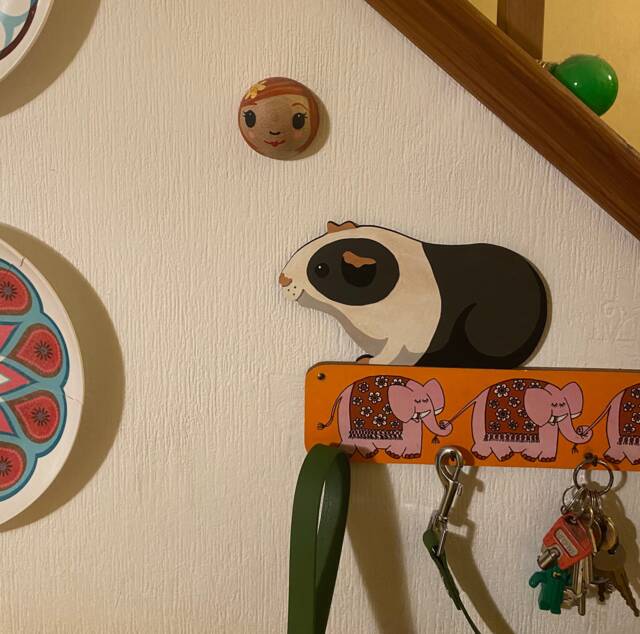 Hand Painted Black & White Guinea Pig To Sit On A Door Frame, Shelf, Picture Rail Or Staircase Etc - image 1
