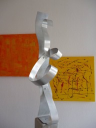 "Modern Abstract Aluminum Metal Sculpture Artist Unique ""Jump" - thumbnail 1