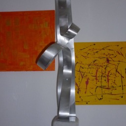 "Modern Abstract Aluminum Metal Sculpture Artist Unique ""Jump" - thumbnail 2