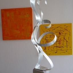 "Modern Abstract Aluminum Metal Sculpture Artist Unique ""Jump" - thumbnail 4