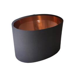 Dark Grey Oval Drum Lampshade, Cotton With A Copper Lining - thumbnail 1