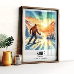 Banff Ski Poster - Watercolour Art Print - Travel Wall Artwork Skiing Gifts Sunshine Canada Decor Village Resort Skier Gift - thumbnail 3