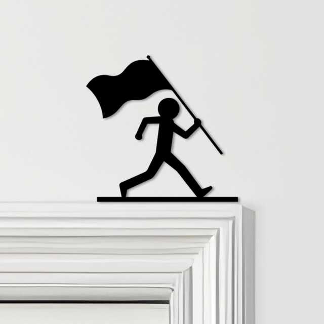 Door Topper Man Running With Flag Various Colours Top Of Decorative Sign - Novelty Wall Decor, Frame Art, Art - image 1