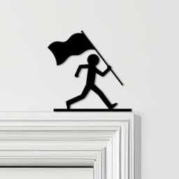 Door Topper Man Running With Flag Various Colours Top Of Decorative Sign - Novelty Wall Decor, Frame Art, Art - thumbnail 1