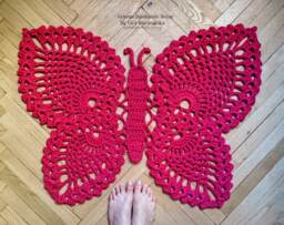 Butterfly Crochet Rug - 39 in Polyester Doily, Baby Gift