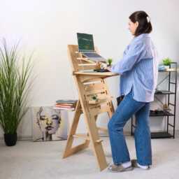 Adjustable Standing Desk Easel Plywood Drafting Table, Artist Gift - thumbnail 4