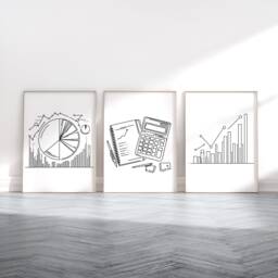 Accountant Poster Set - 3 Office Posters - Accounting Gift Bookkeeper Wall Art Finance Team Decor Work From Home Line Drawing Artwork - thumbnail 1