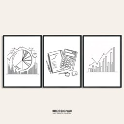 Accountant Poster Set - 3 Office Posters - Accounting Gift Bookkeeper Wall Art Finance Team Decor Work From Home Line Drawing Artwork - thumbnail 2