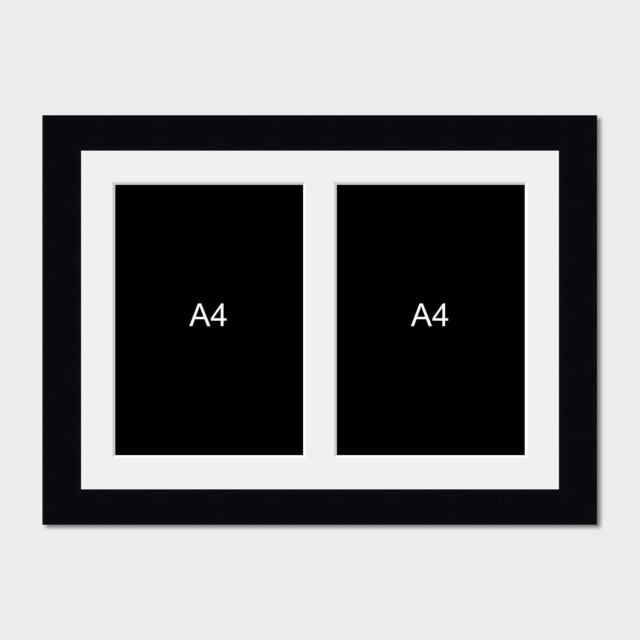 Multi Photo Picture Frame - Holds 2 A4 Certificates/Photos in A Black Wood - image 1
