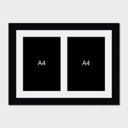 Multi Photo Picture Frame - Holds 2 A4 Certificates/Photos in A Black Wood