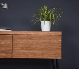 Industrial Chest Of Drawers With Large Bamboo & Iron Legs