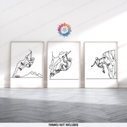 Minimal Bouldering Wall Art - Set Of 3 Prints - Outdoor Posters Rock Climbing Monoline Home Decor Gift Women Girl Climber Gifts - thumbnail 2