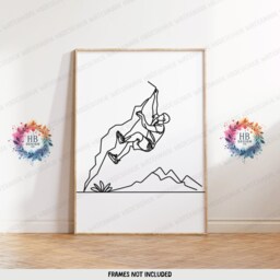 Minimal Bouldering Wall Art - Set Of 3 Prints - Outdoor Posters Rock Climbing Monoline Home Decor Gift Women Girl Climber Gifts - thumbnail 3