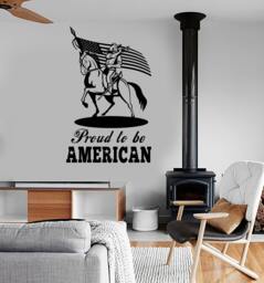 Wall Vinyl Decal Us Flag Military Proud To Be American Cavalry Decor 1672Dz - thumbnail 1