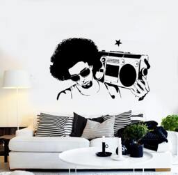 Wall Vinyl Music Retro Boombox Guaranteed Quality Decal Mural Art 1553Dz - thumbnail 1
