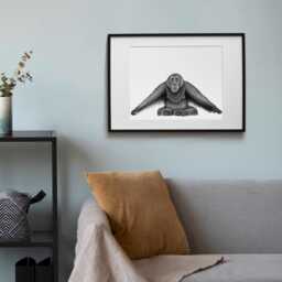 Orangutan Art Print A4 // Pen Drawing, Home Decor, Wildlife Art Print, Animal Black & White Stylish Wall - thumbnail 3