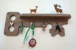 New House Gift Wood Hanging Shelf Country Key Holder Rustic Wood Hook Key My Gray - thumbnail 1