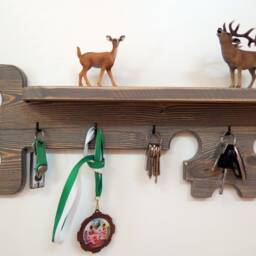 New House Gift Wood Hanging Shelf Country Key Holder Rustic Wood Hook Key My Gray - thumbnail 3