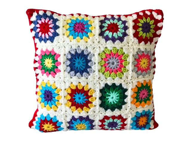 Crochet Pillow Cover, Cushion Colorful - image 1