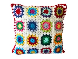 Crochet Pillow Cover, Cushion Colorful - thumbnail 1