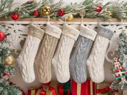 Knitted Christmas Stocking, Custom Family Xmas Stocking With Name, Embroidered Holiday Stockings, Gifts For - thumbnail 1