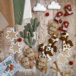 Wild West Felt Mobile - Kids Decor Nursery Baby Cowboy Cactus Horse Sheriff Horseshoe - thumbnail 2