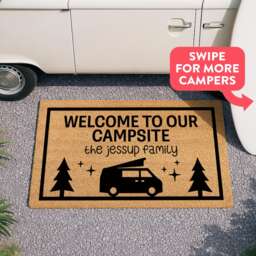Welcome To Our Campsite Camping Gift - Indoor Outdoor Doormat Customize Your Campervan Decor Camper Rug