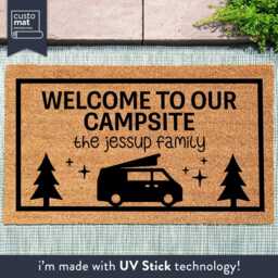 Welcome To Our Campsite Camping Gift - Indoor Outdoor Doormat Customize Your Campervan Decor Camper Rug - thumbnail 4