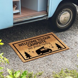Welcome To Our Campsite Camping Gift - Indoor Outdoor Doormat Customize Your Campervan Decor Camper Rug - thumbnail 2