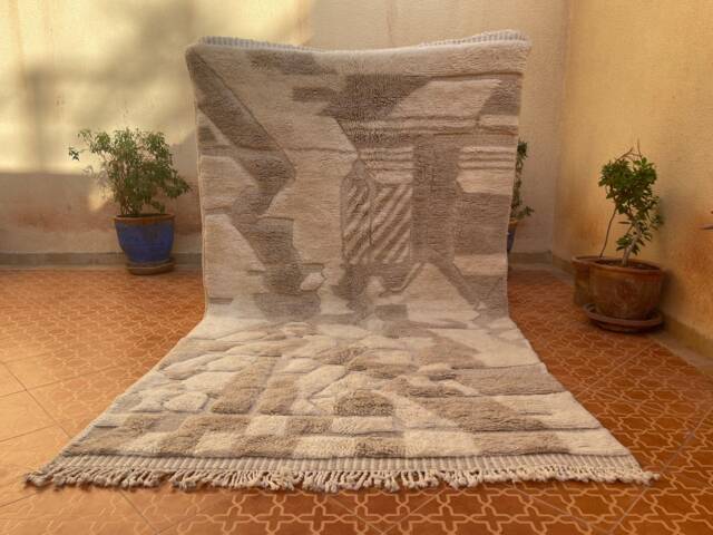 Brown Berber Mrirt Rug Authentic Boho Tribal Wool Rug - 4.9 X 8.5 Ft - image 1