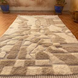 Brown Berber Mrirt Rug Authentic Boho Tribal Wool Rug - 4.9 X 8.5 Ft - thumbnail 2