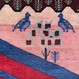 Afghan Pictorial Wool Rug, Minnar Area Scenery Wall Hanging Decor Tribal One Of Kind 4x5 Ft - thumbnail 3