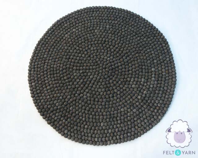 Round Marbled Grey Ball Rug - Natural Wool Hand-Felted Pom Rugs Felt Carpet For Living Room & Office Decor - image 1