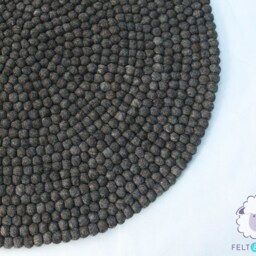 Round Marbled Grey Ball Rug - Natural Wool Hand-Felted Pom Rugs Felt Carpet For Living Room & Office Decor - thumbnail 2