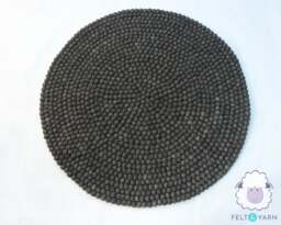 Round Marbled Grey Ball Rug - Natural Wool Hand-Felted Pom Rugs Felt Carpet For Living Room & Office Decor - thumbnail 1