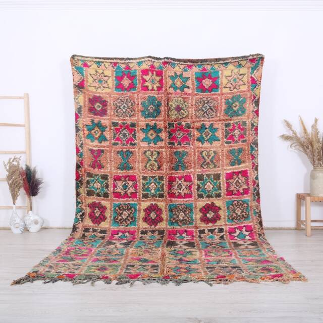 Vintage Boujaad Rug, Pink Moroccan Rug, 6x10 Ft - image 1