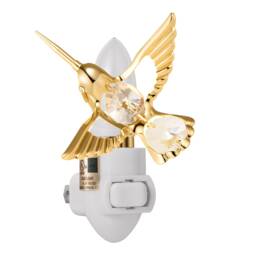 24K Gold Plated Handcrafted Hummingbird Luxury Night Light Decorated Swarovski Crystals Bedroom Bathroom Kids Room Gift Premium Decor