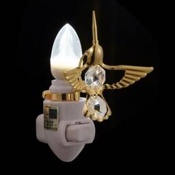 24K Gold Plated Handcrafted Hummingbird Luxury Night Light Decorated Swarovski Crystals Bedroom Bathroom Kids Room Gift Premium Decor - thumbnail 2