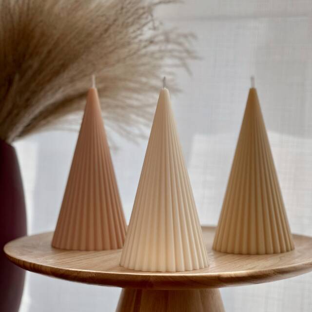 Ribbed Cone Soy Wax Candle Minimalist Home Decor - image 1