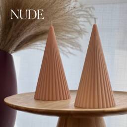 Ribbed Cone Soy Wax Candle Minimalist Home Decor - thumbnail 3