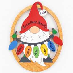 Personalized Gnome Christmas Ornament - Wood, Laser Cut, Hand Painted - thumbnail 4