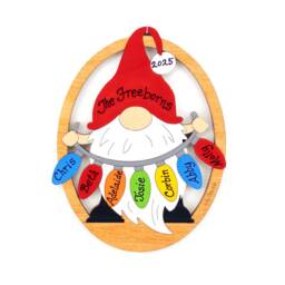 Personalized Gnome Christmas Ornament - Wood, Laser Cut, Hand Painted - thumbnail 1